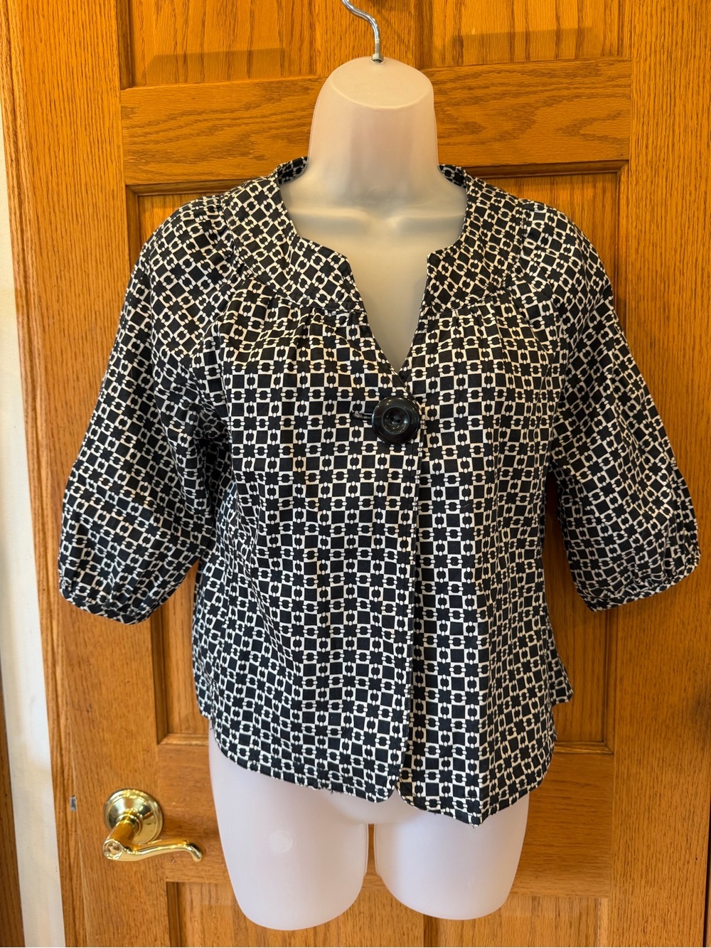 Live a Little Black and White Geometric Tunic Top